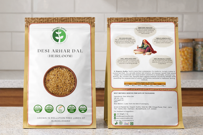 Organic Sudha desi arhar dal packaging natural unpolished toor dal