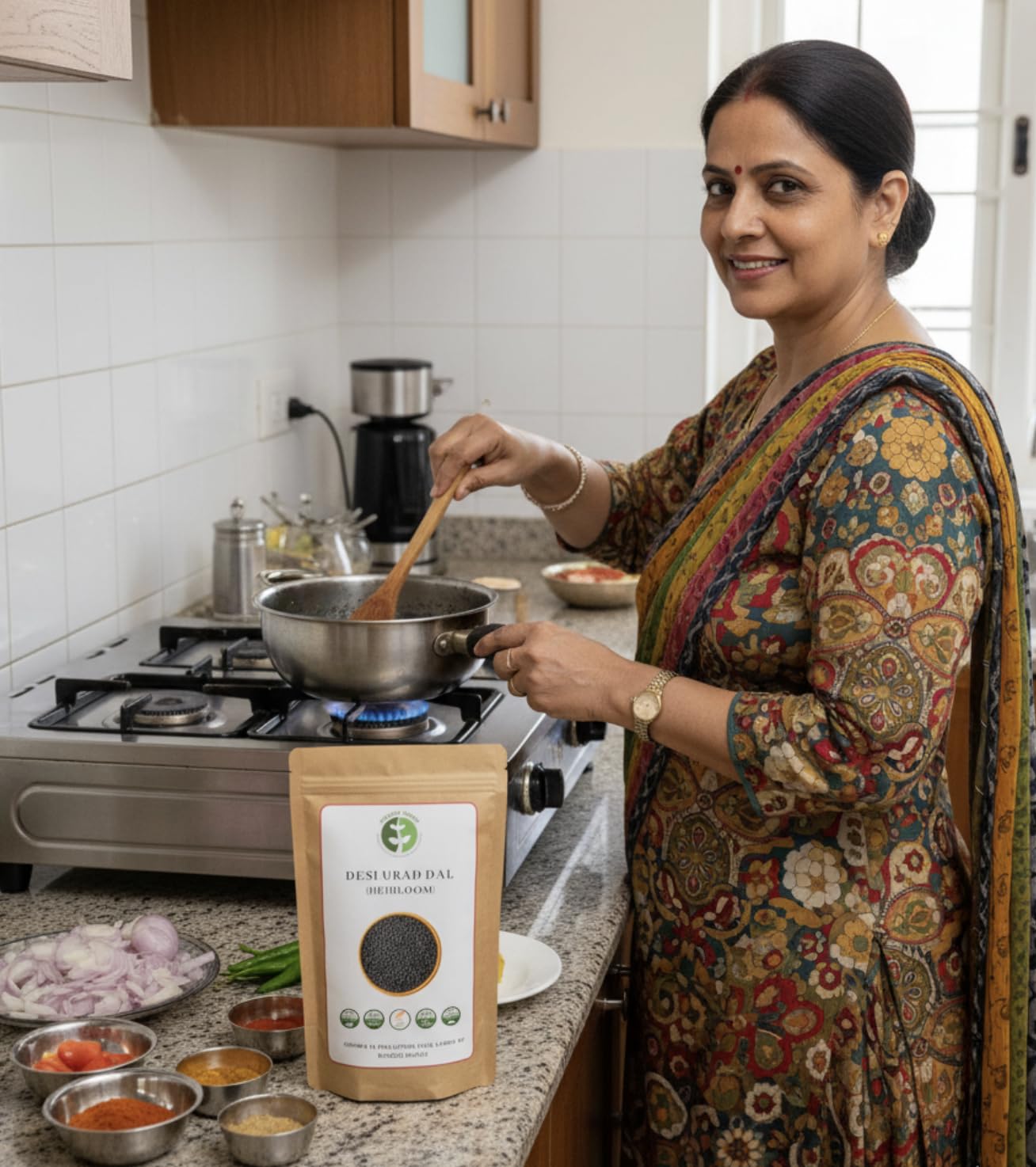 cooking sabut urad dal for dal makhani Indian kitchen