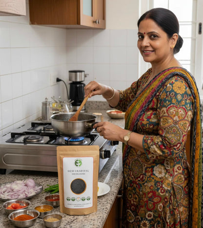 cooking sabut urad dal for dal makhani Indian kitchen